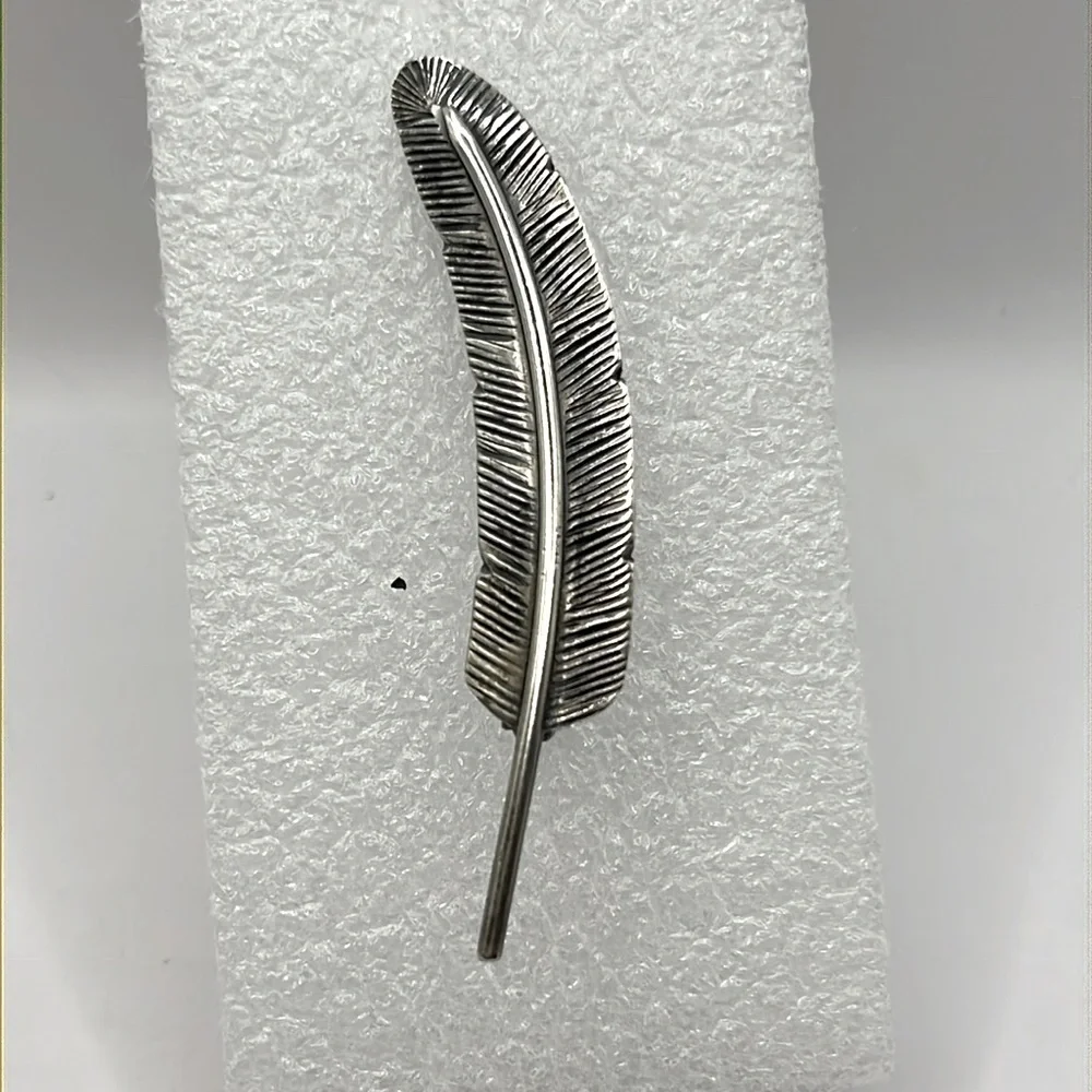 Sterling Silver Feather Brooch Intricate  Brooch with Vintage Artisanal Design